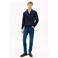 Tommy Hilfiger katoenen regular fit gebreide trui met kabels - donkerblauw