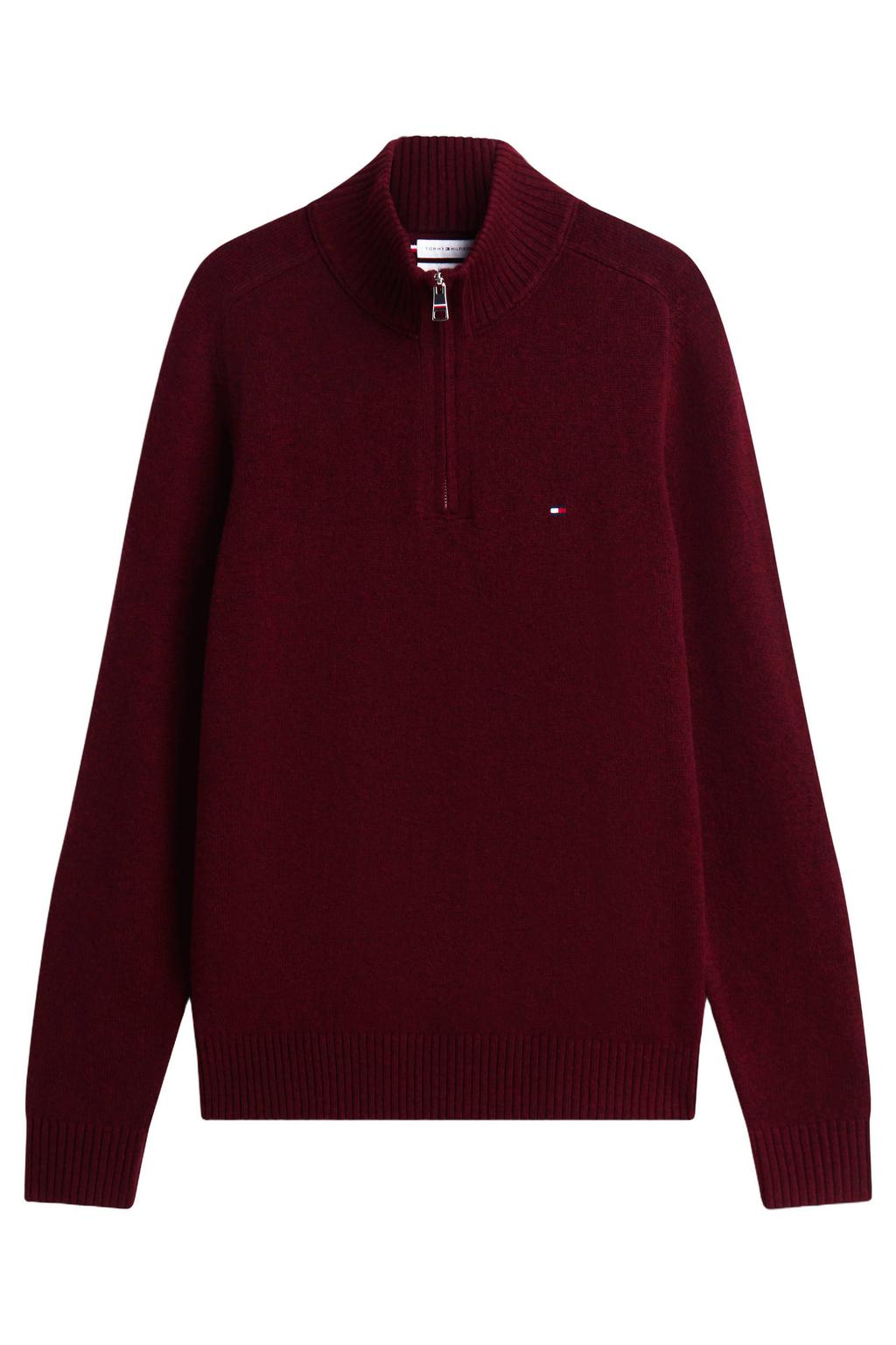 Tommy Hilfiger wollen regular fit gebreide trui - burgundy