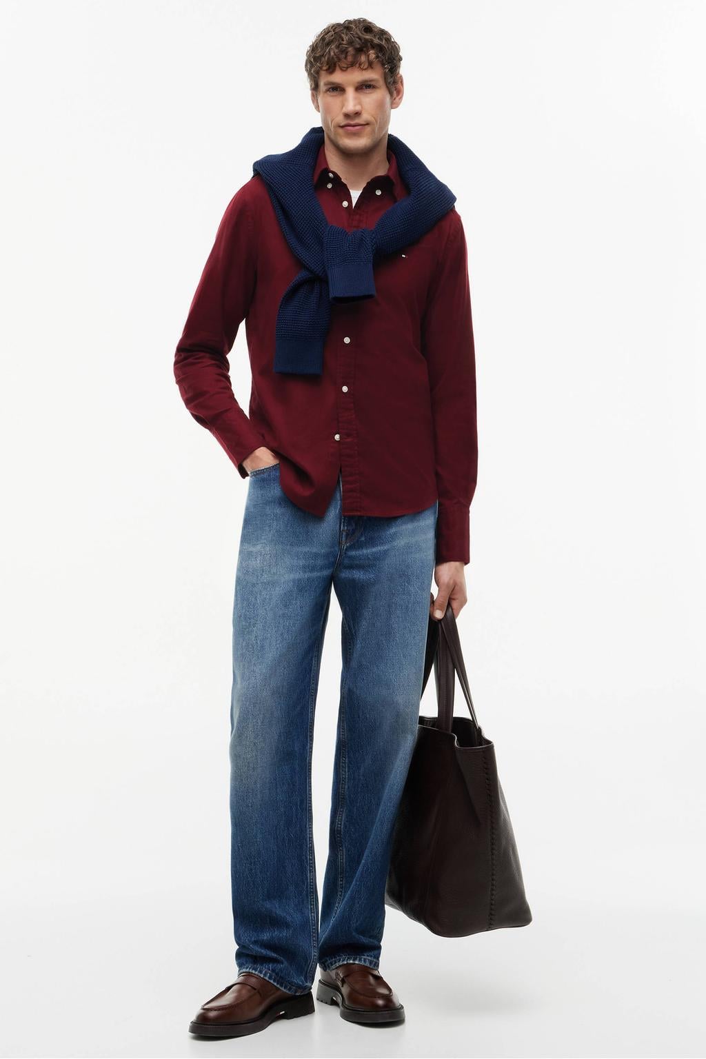 Tommy Hilfiger regular fit flanel overhemd - bordeaux