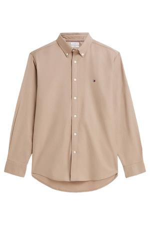 flanel regular fit overhemd - coastal taupe