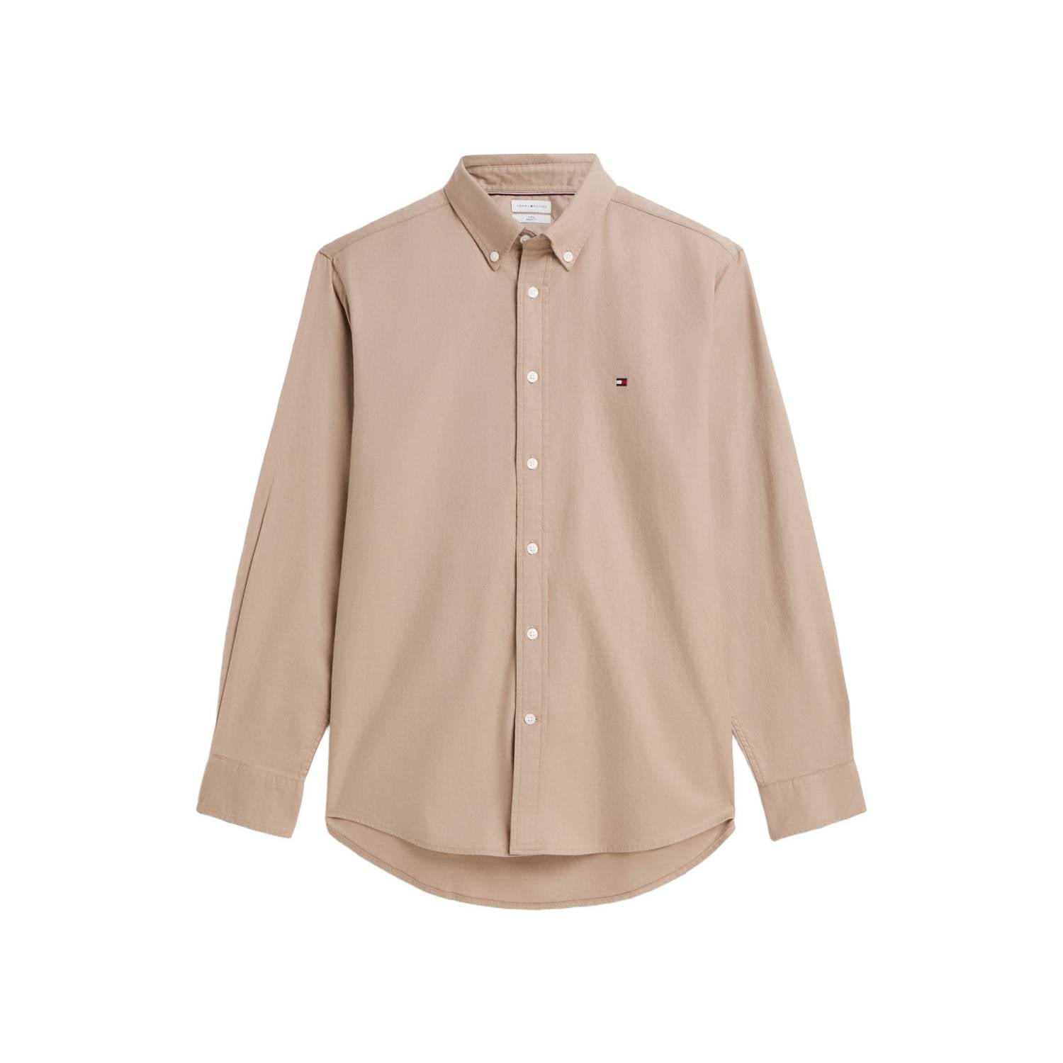 Tommy Hilfiger flanel regular fit overhemd coastal taupe
