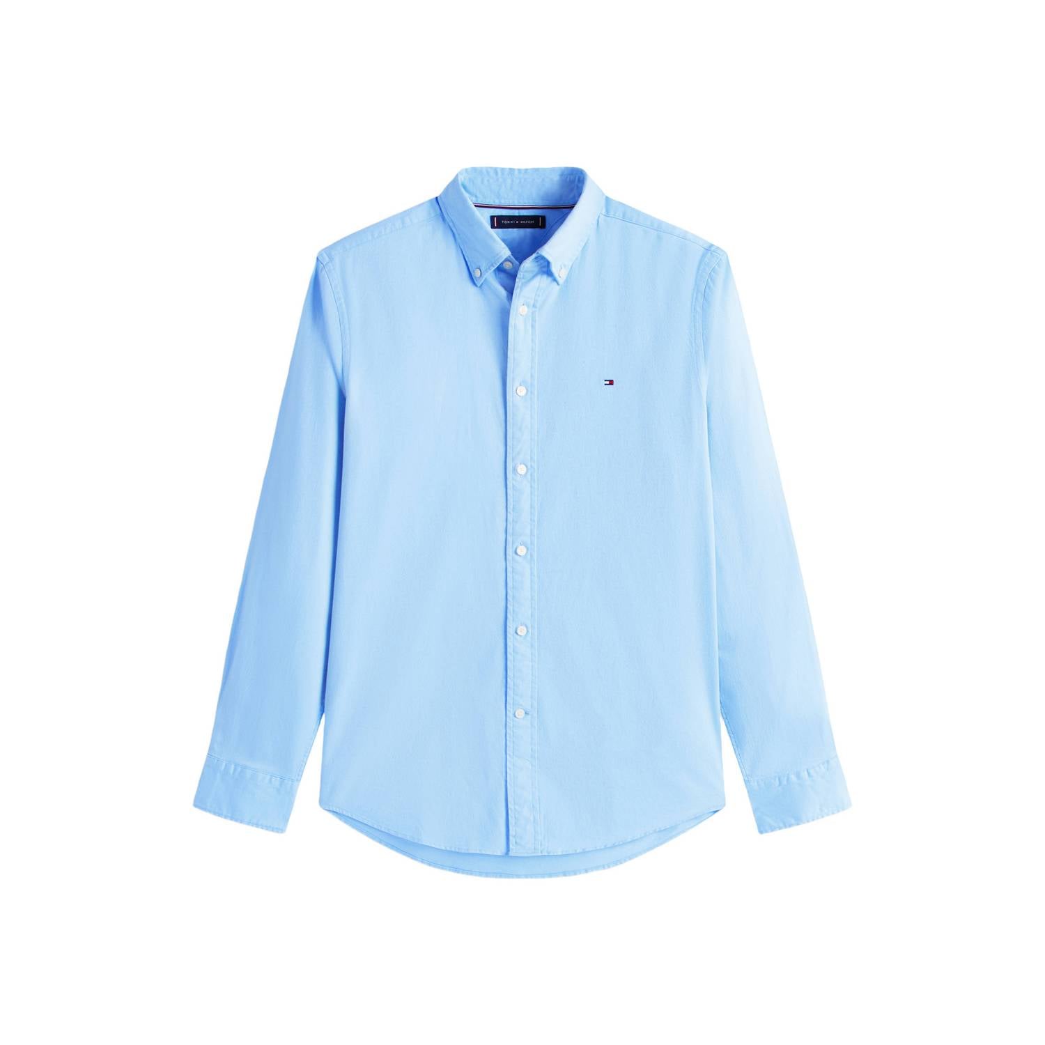 Tommy Hilfiger regular fit flanel zakelijk overhemd blauw