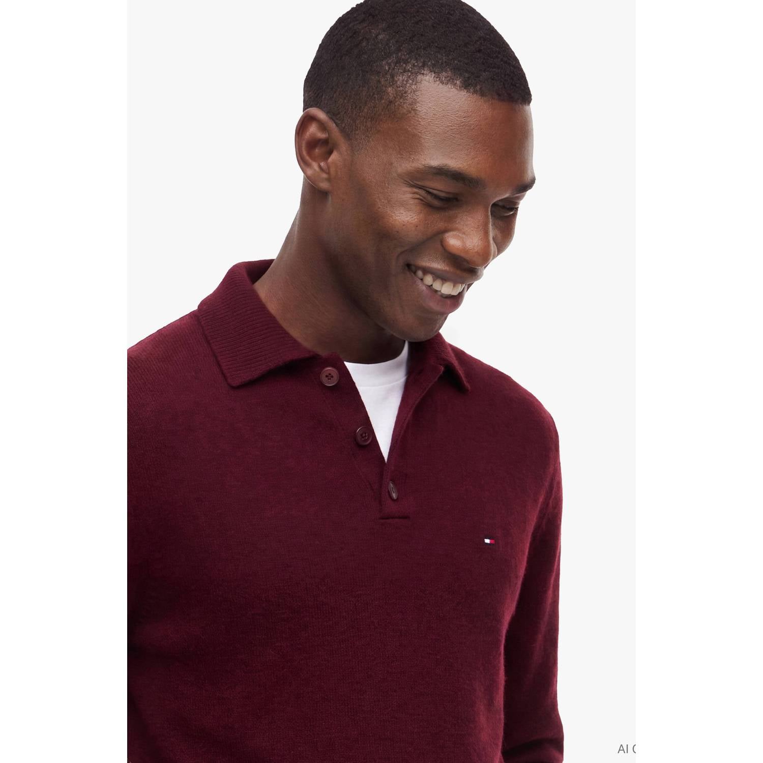 Tommy Hilfiger wollen regular fit trui burgundy