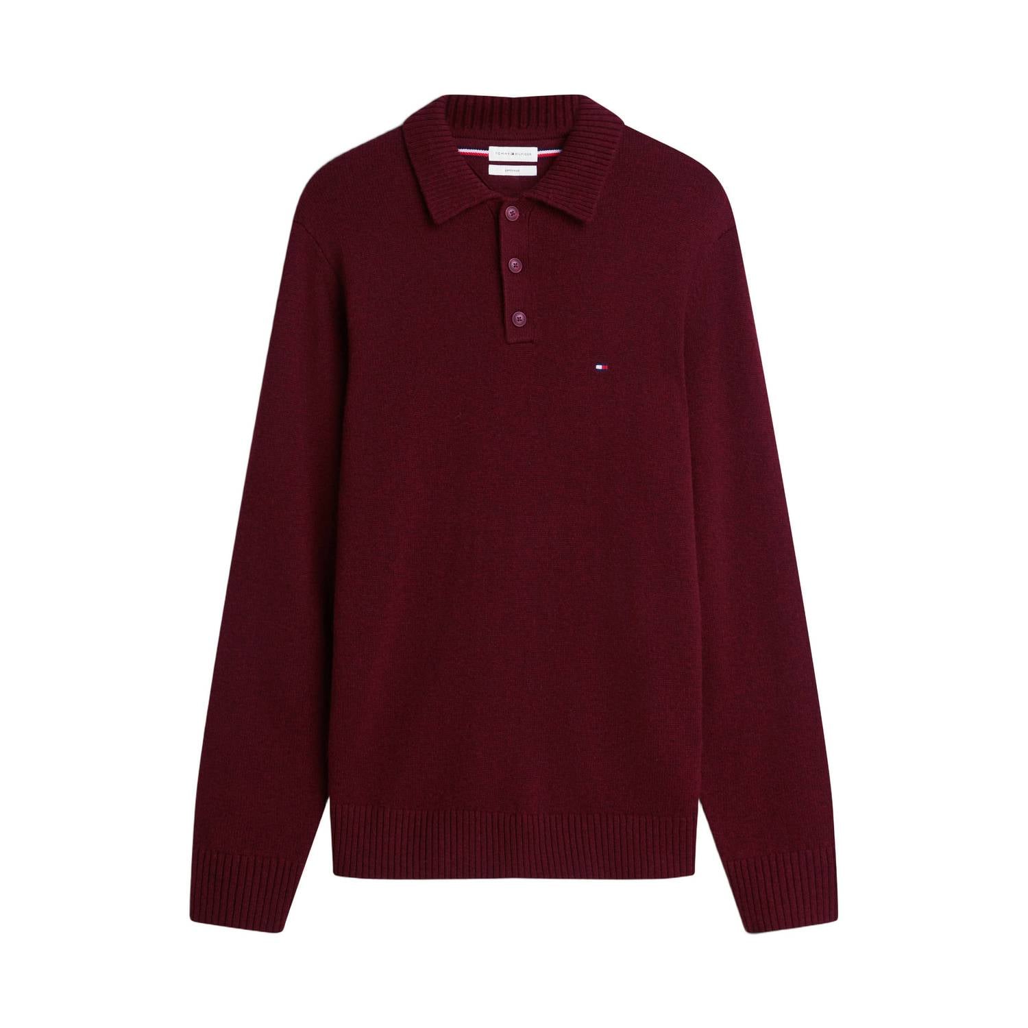 Tommy Hilfiger wollen regular fit trui burgundy