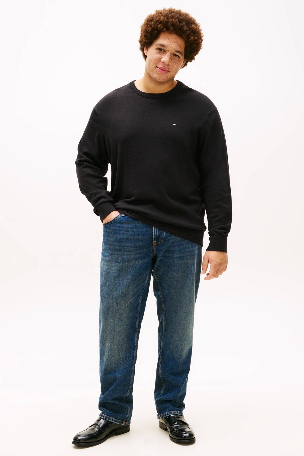 Tommy Hilfiger Big & Tall regular fit gebreide trui met kasjmier - zwart