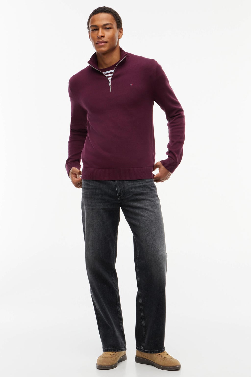 Tommy Jeans katoenen regular fit gebreide trui - calypso berry