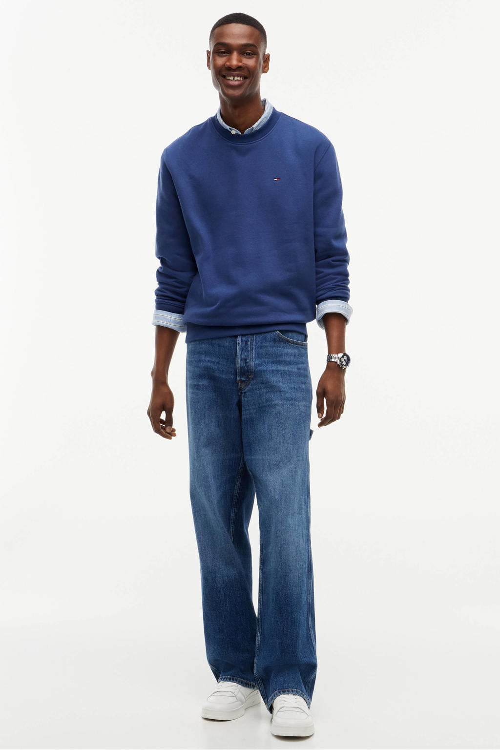 Tommy Jeans regular fit sweater met logo - donkerblauw