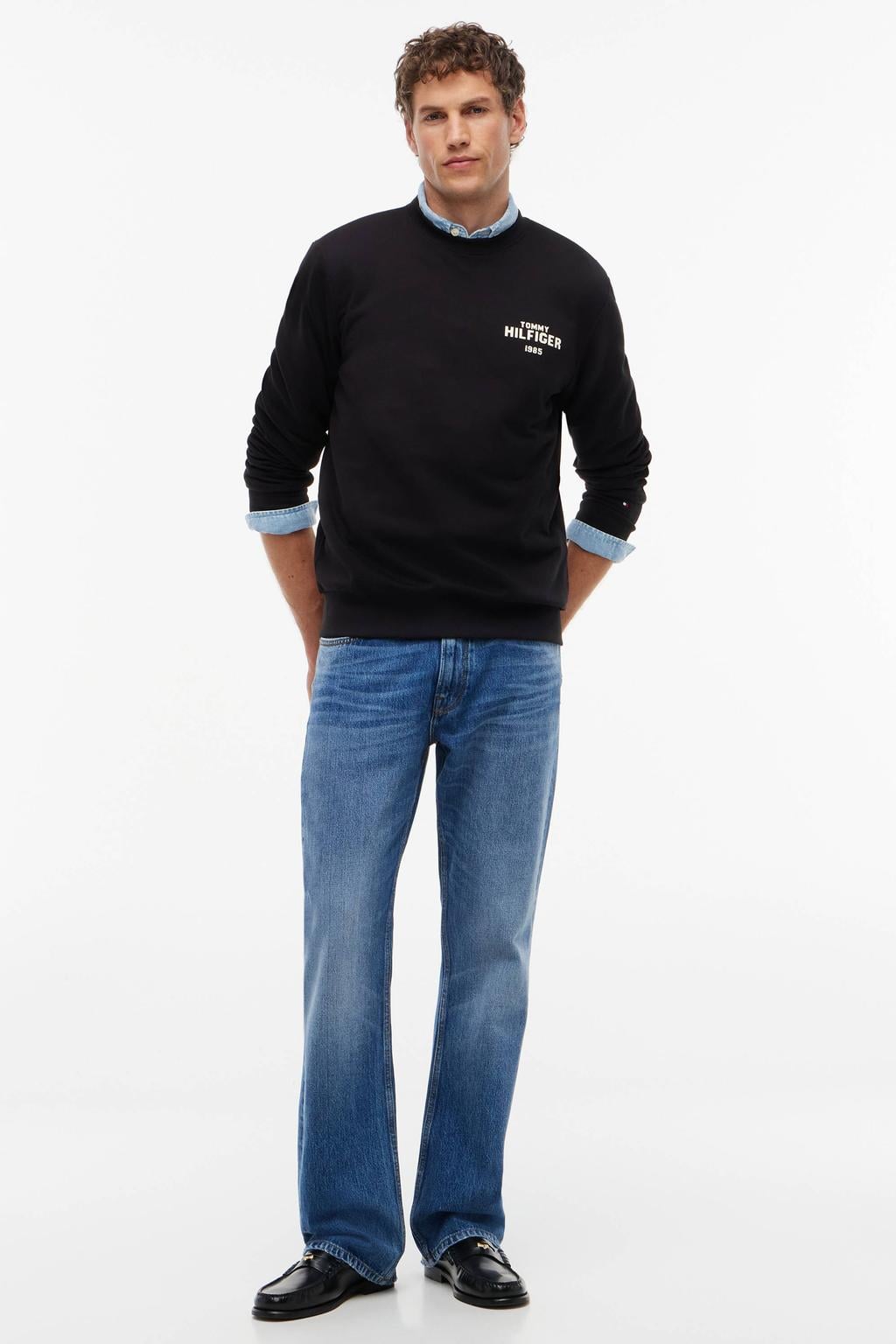 Tommy Hilfiger regular fit sweater met print - zwart