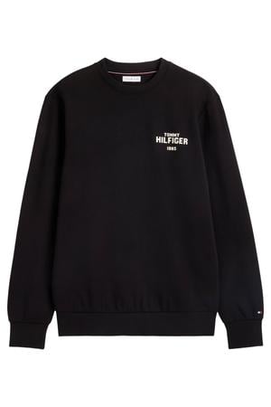 regular fit sweater met print - zwart