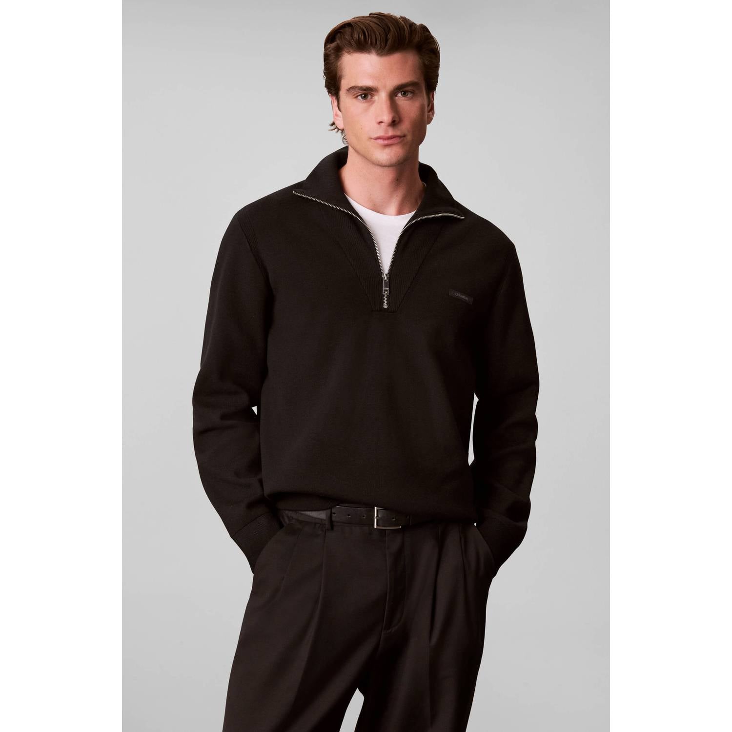 Calvin Klein regular fit gebreide trui zwart