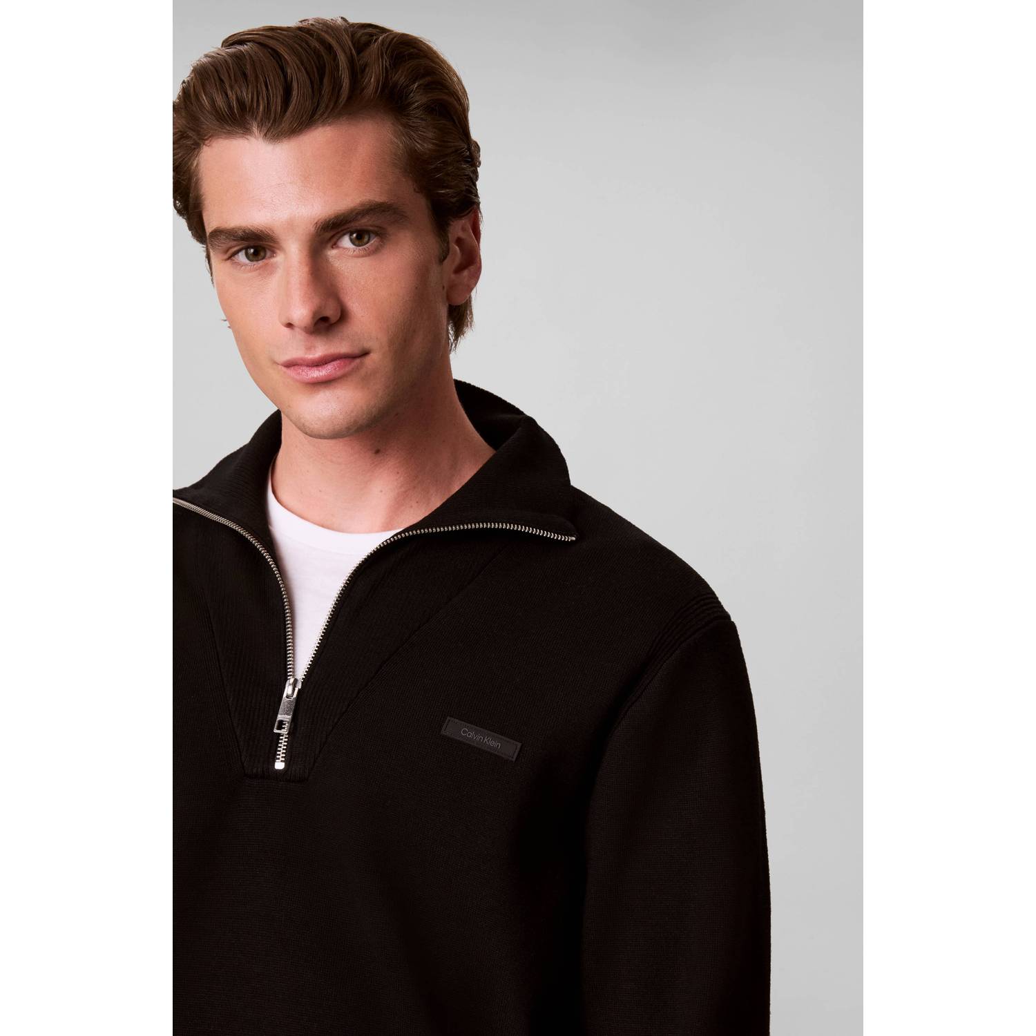 Calvin Klein regular fit gebreide trui zwart