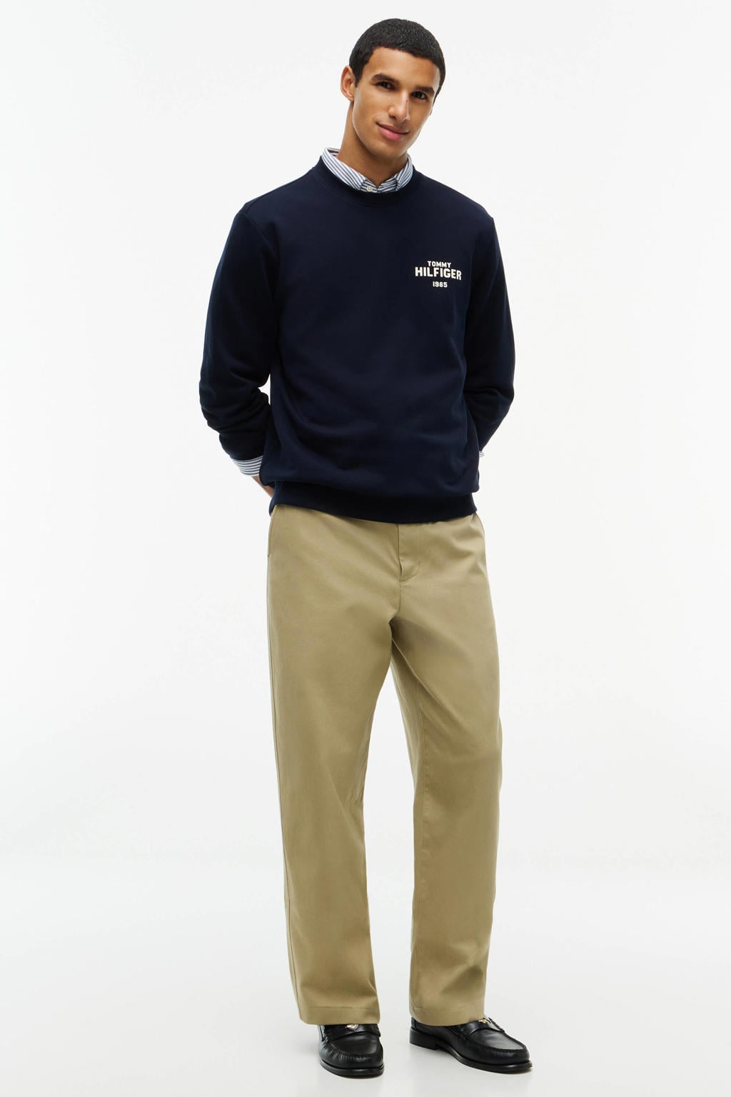 Tommy Hilfiger katoenen regular fit sweater met print - donkerblauw