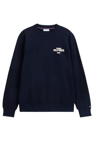 katoenen regular fit sweater met print - donkerblauw