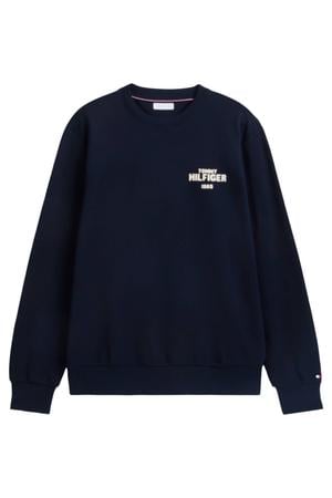 katoenen regular fit sweater met print - donkerblauw