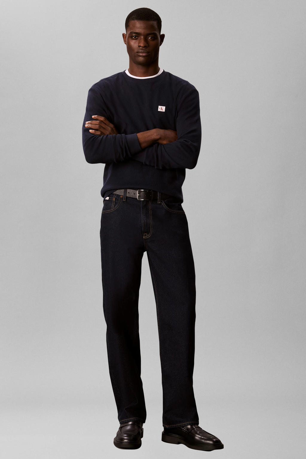 CALVIN KLEIN JEANS regular fit longsleeve - donkerblauw