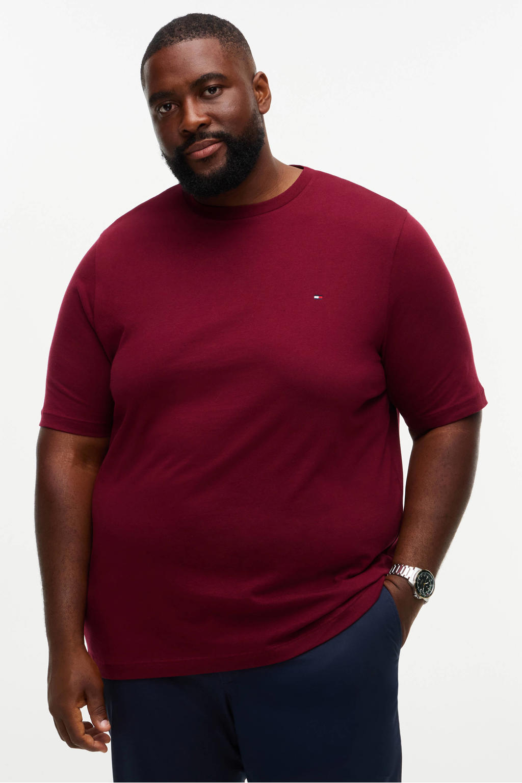Tommy Hilfiger Big & Tall Plus Size regular fit T-shirt - donkerrood