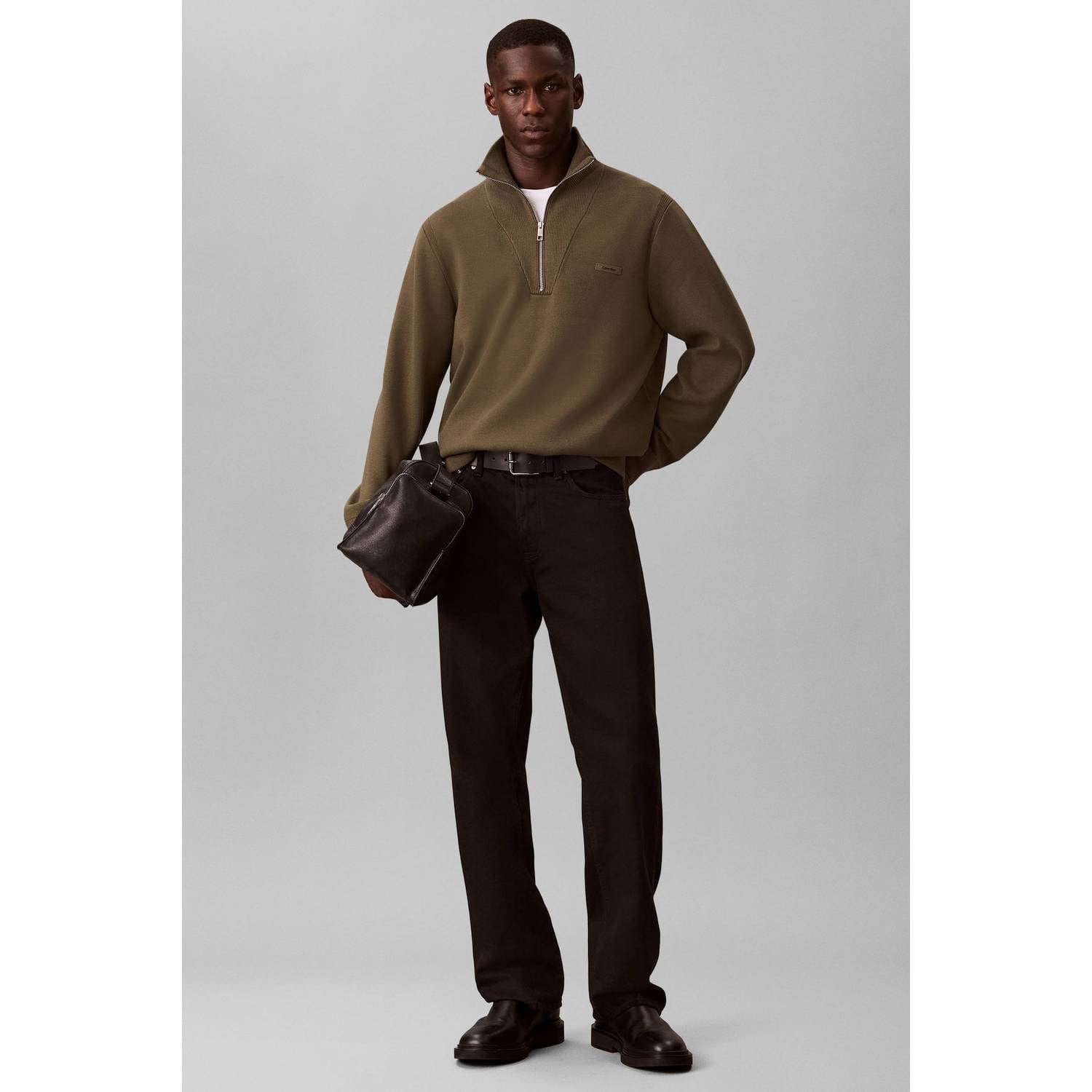 Calvin Klein regular fit gebreide trui olive night