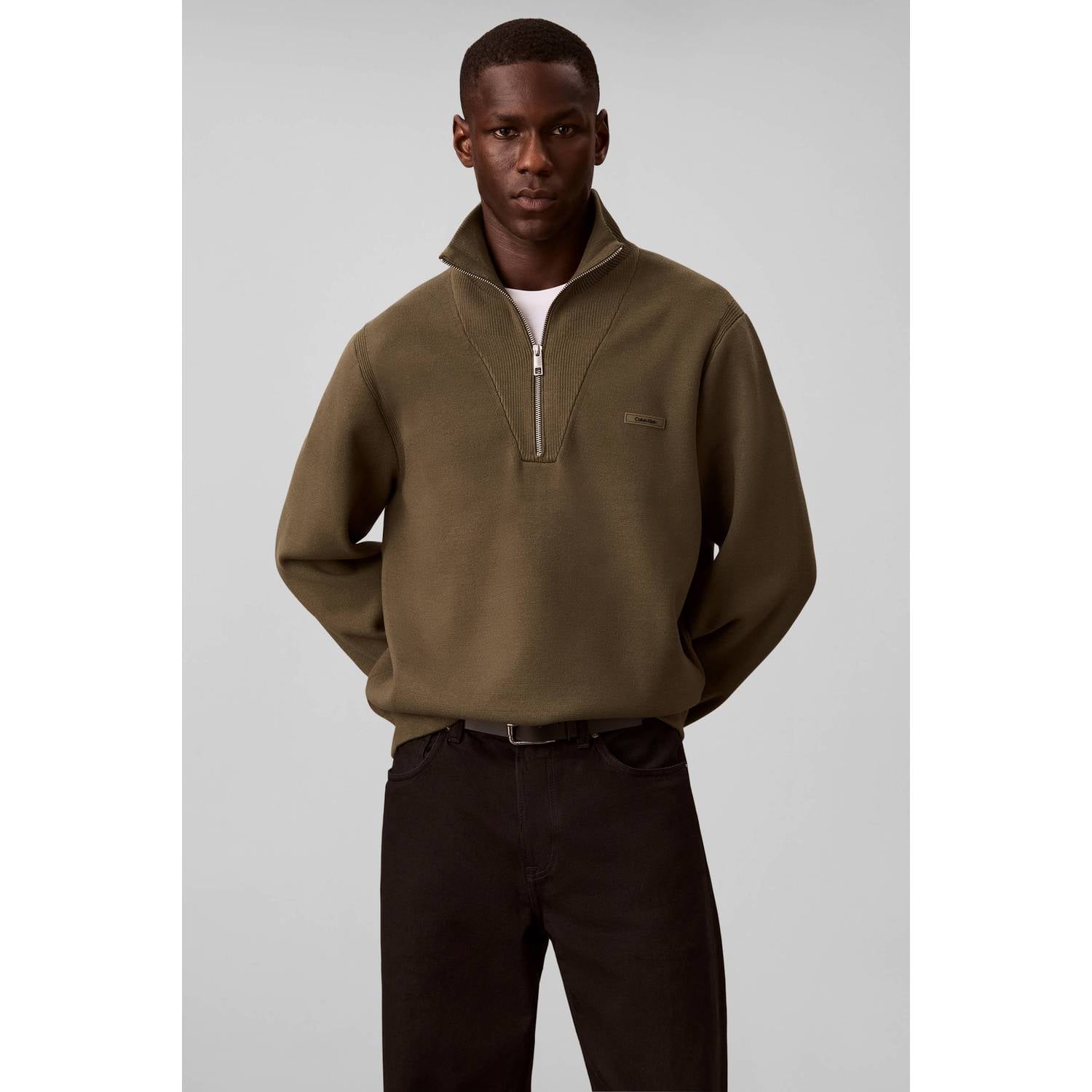 Calvin Klein regular fit gebreide trui olive night