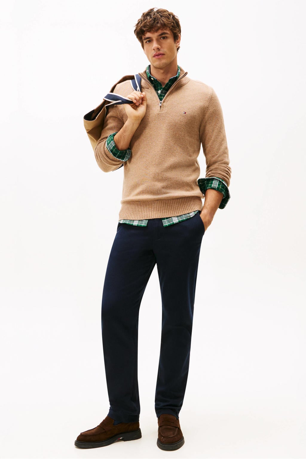 Tommy Hilfiger wollen regular fit gebreide trui - safari canvas