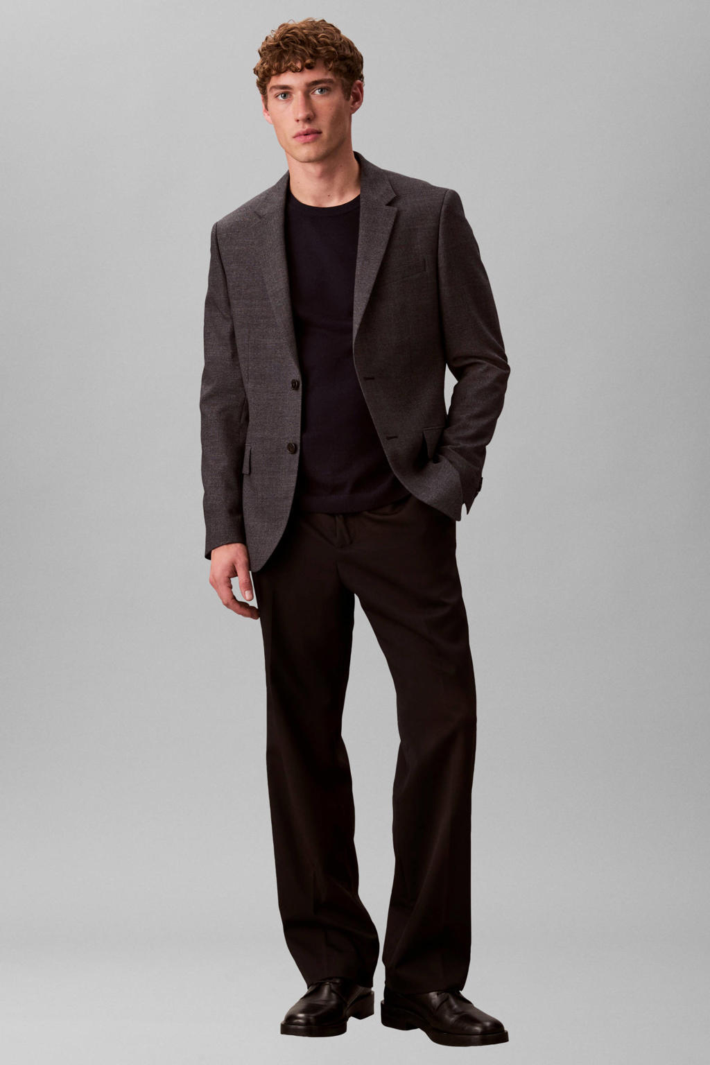 Calvin Klein regular fit wollen trui - dark sapphire