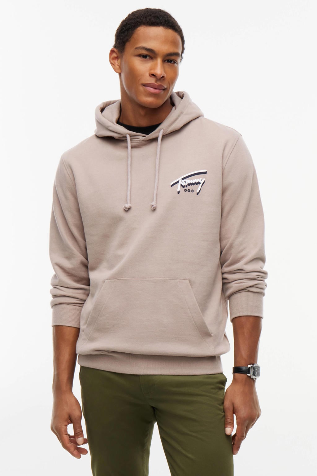 Tommy Jeans regular fit hoodie met logo - limestone dust
