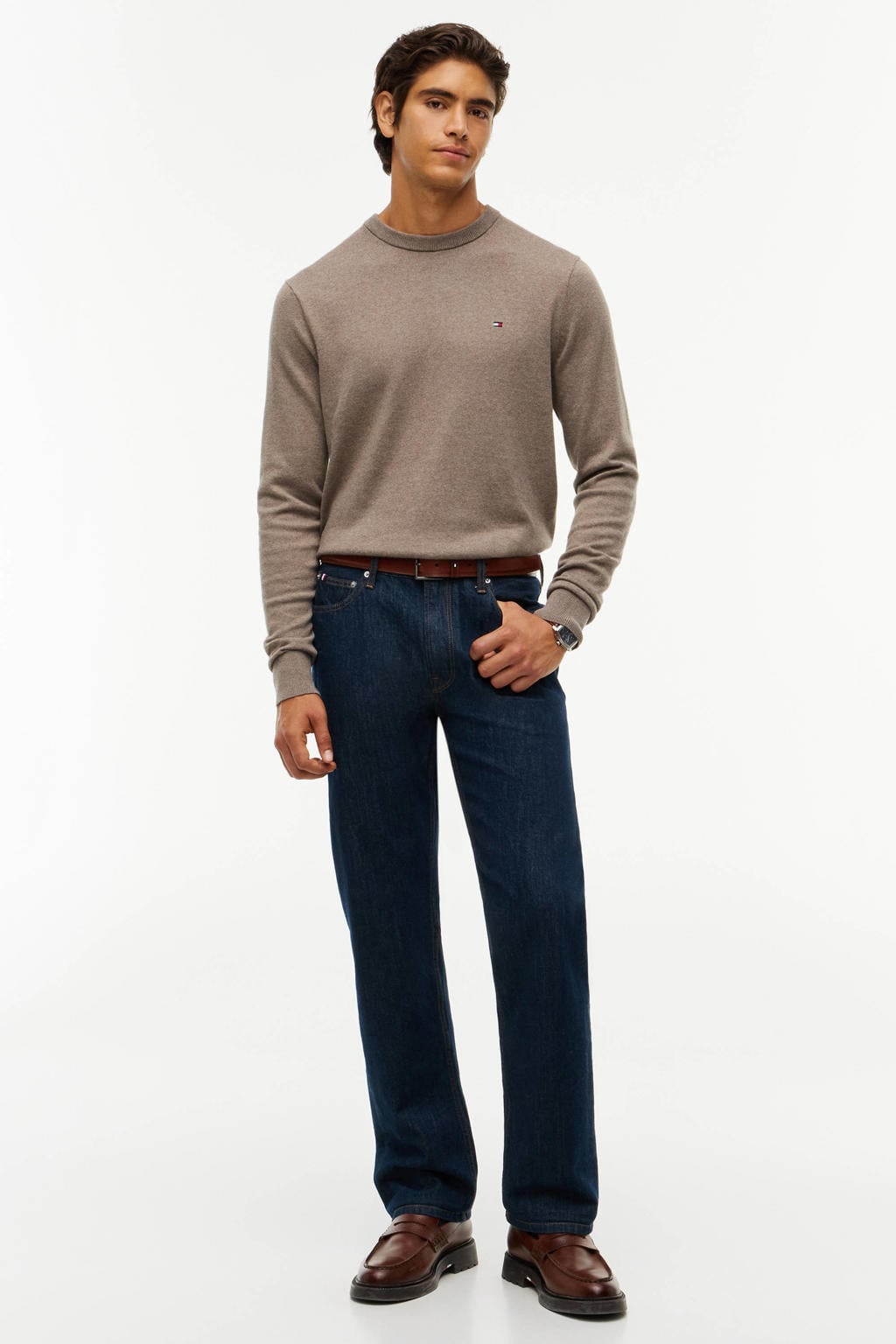 Tommy Hilfiger gebreide trui met kasjmier - taupe
