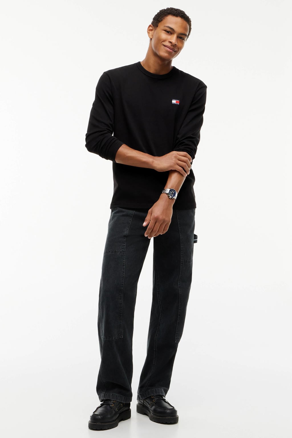 Tommy Jeans regular fit longsleeve - zwart