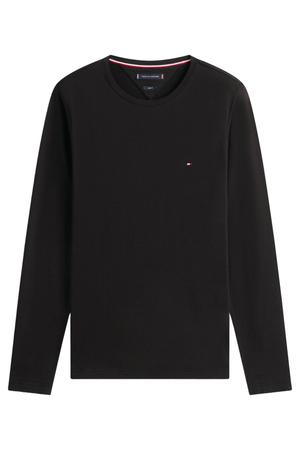 slim fit longsleeve met logo - zwart