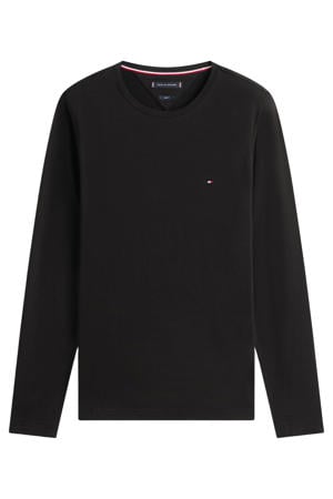 slim fit longsleeve met logo - zwart
