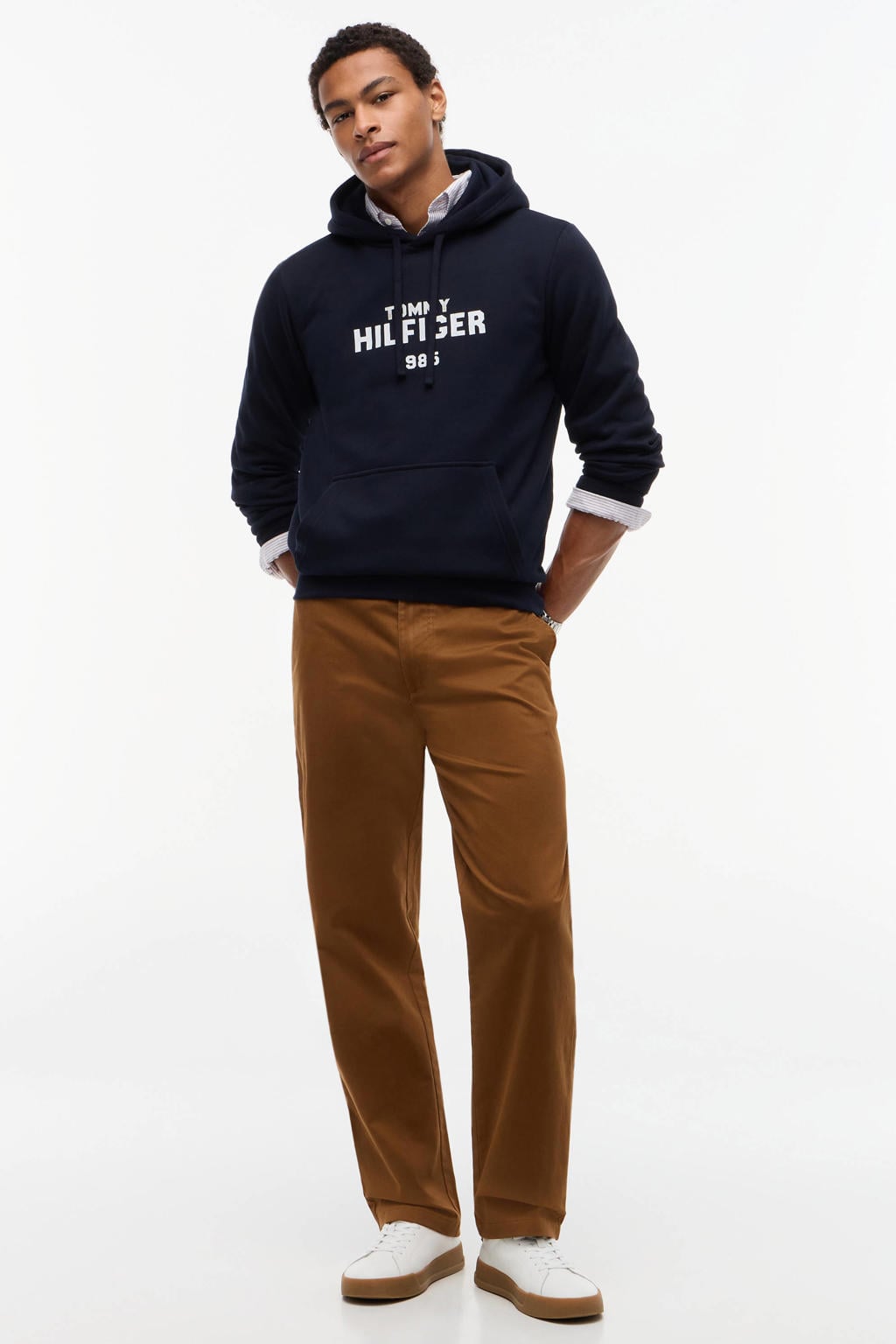 Tommy Hilfiger regular fit hoodie met print - donkerblauw