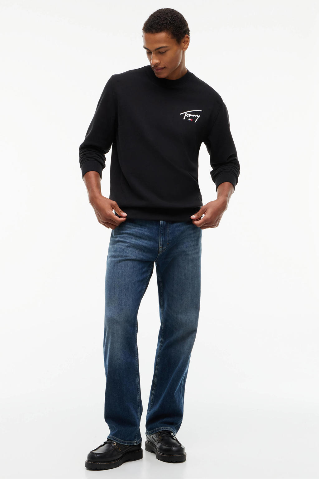 Tommy Jeans regular fit trui met logo - zwart