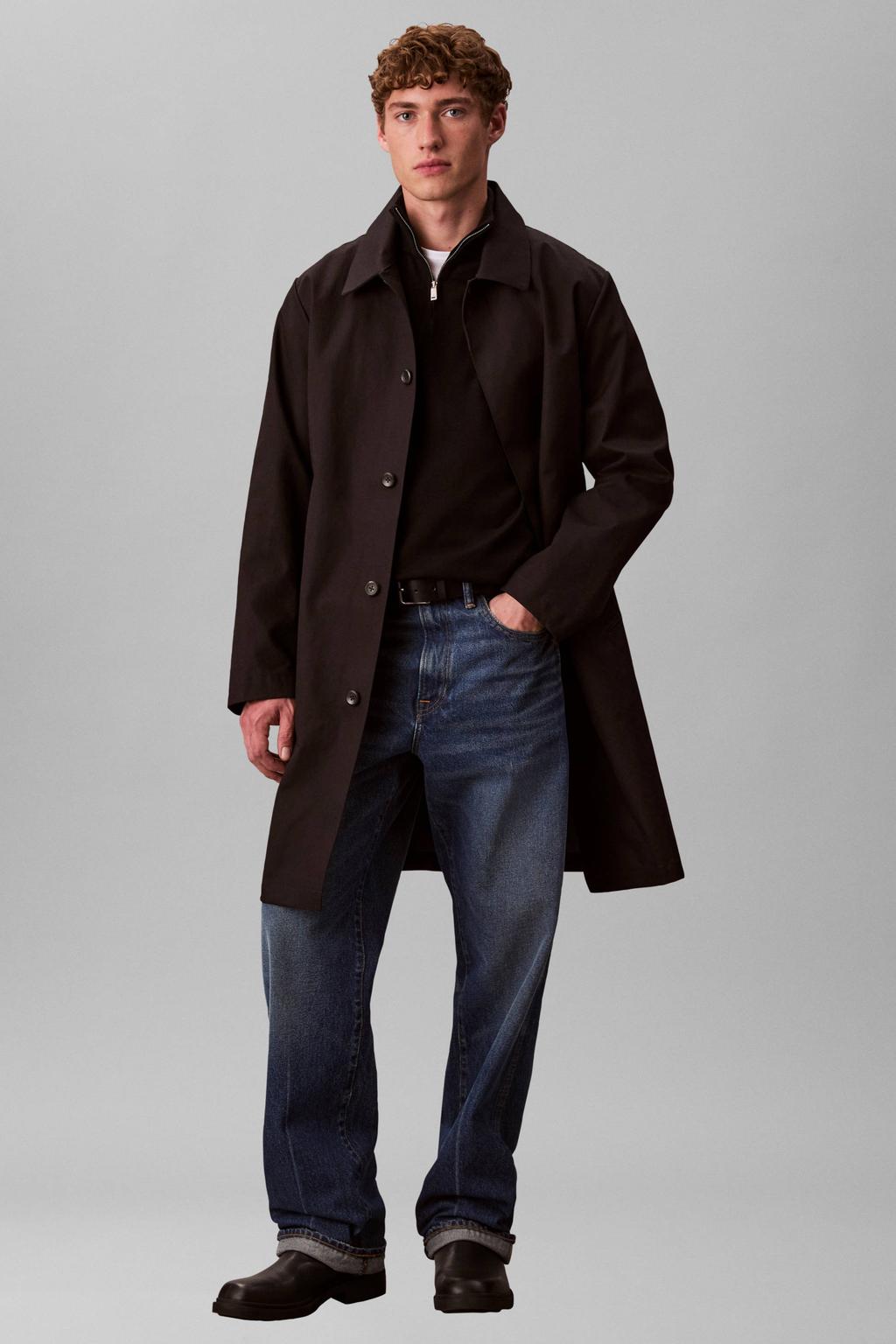 Calvin Klein wollen regular fit gebreide trui - zwart