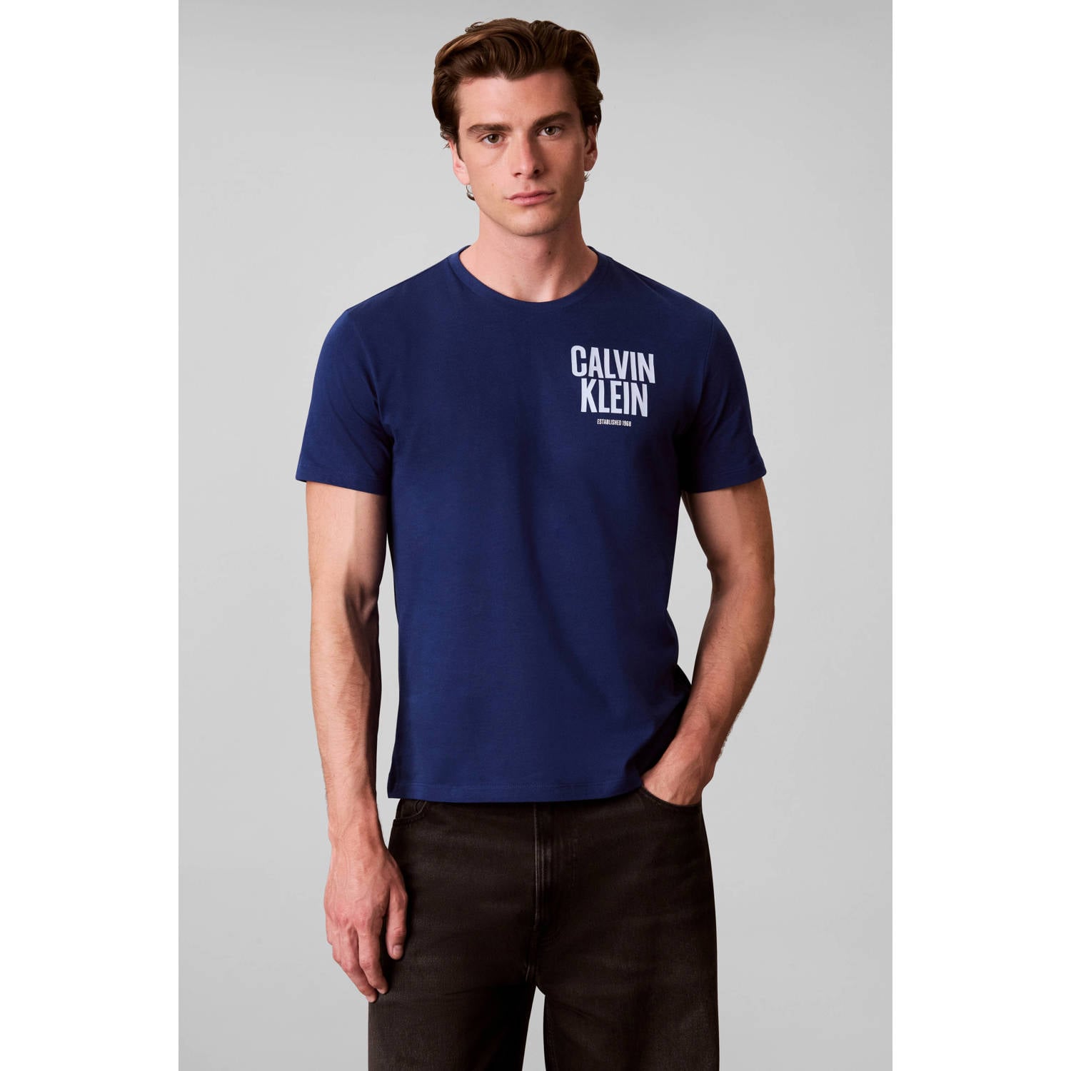 CALVIN KLEIN JEANS regular fit T-shirt met backprint estate blue