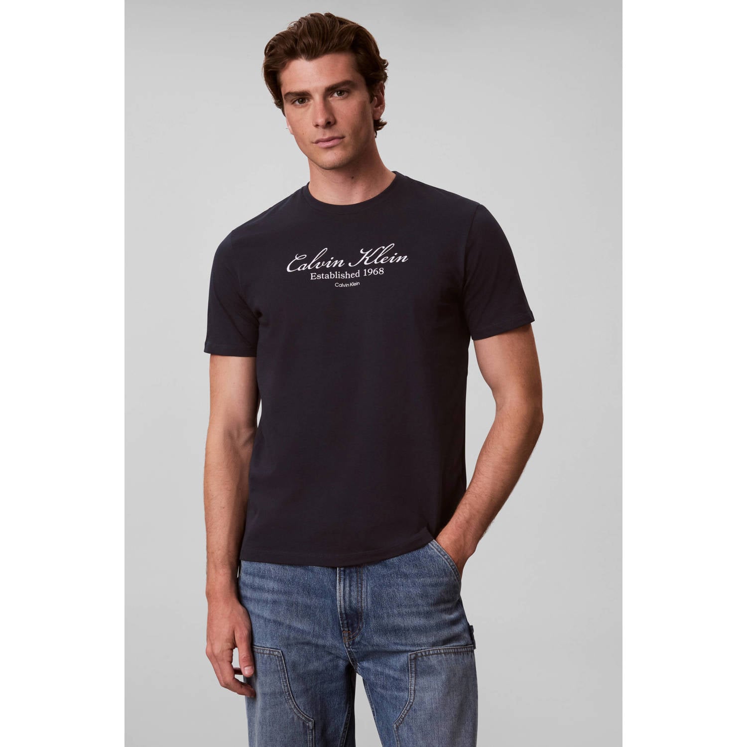CALVIN KLEIN JEANS regular fit T-shirt met print dark sapphire