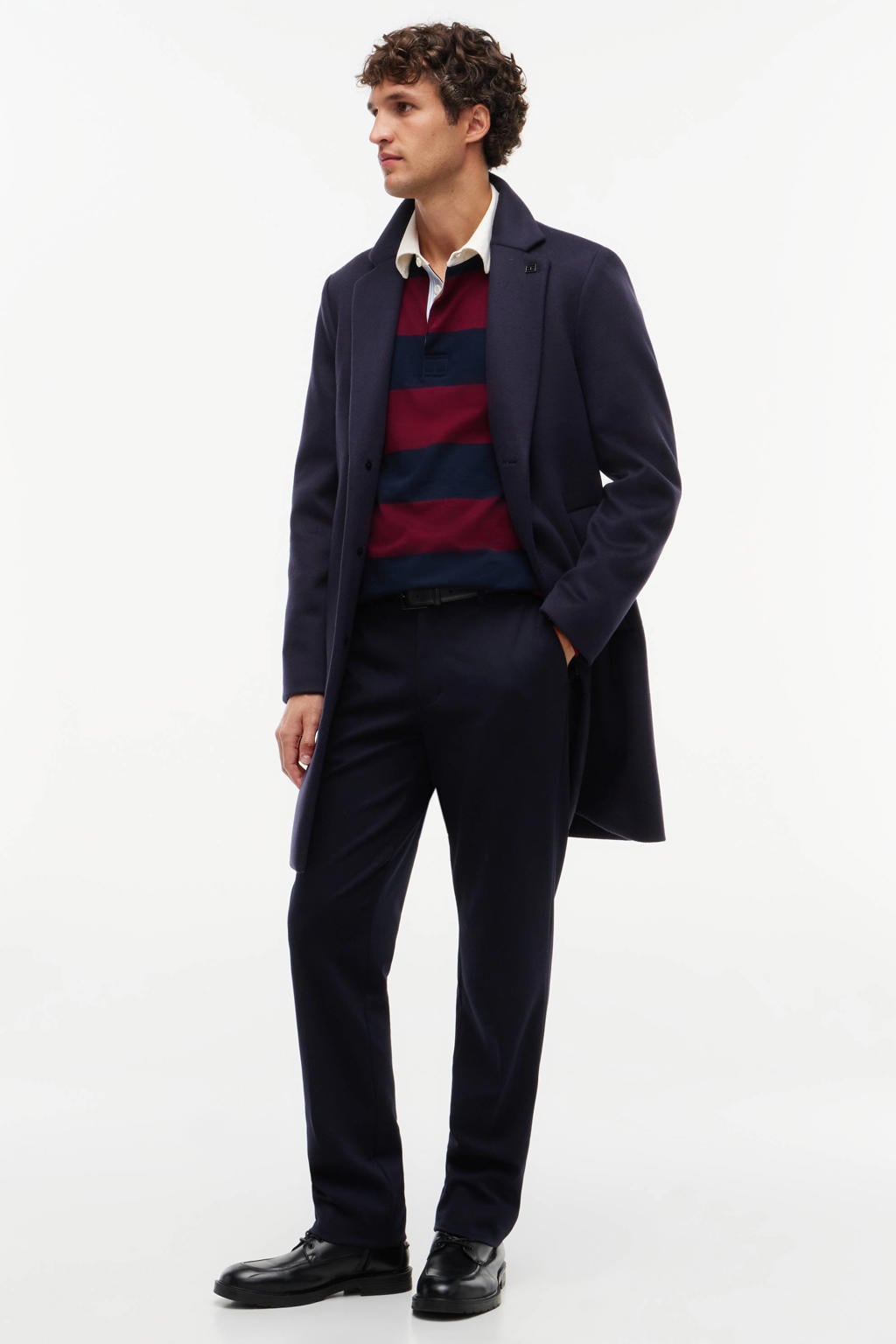 Tommy Hilfiger Rugby regular fit gestreepte sweater - bordeaux/donkerblauw
