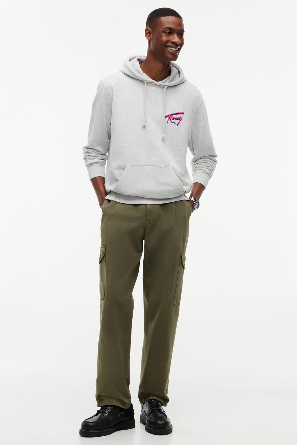 Tommy Jeans regular fit hoodie met logo - grijs