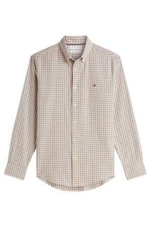 flanel regular fit geruit overhemd - coastal taupe