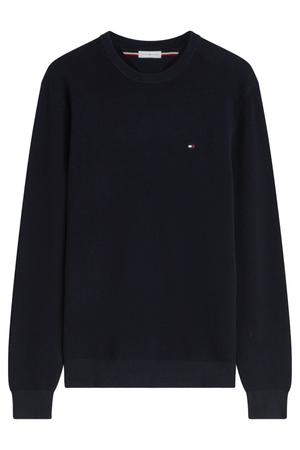katoenen regular fit gebreide trui - donkerblauw