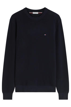 katoenen regular fit gebreide trui - donkerblauw