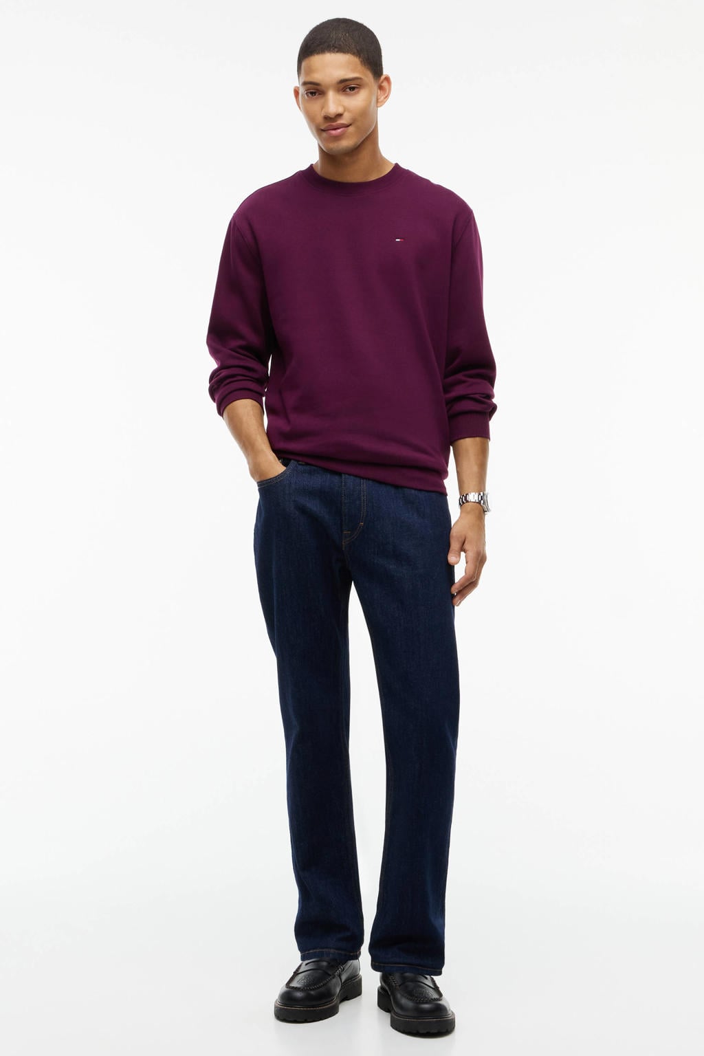 Tommy Jeans regular fit sweater met logo - calypso berry