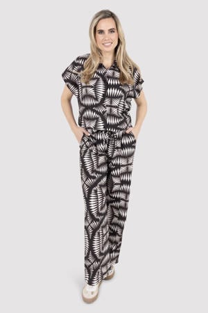 loose fit broek met print - zwart