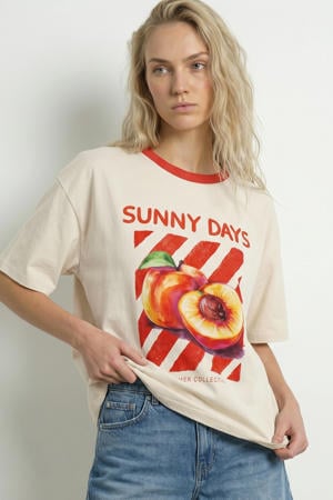 T-shirt met print - ecru