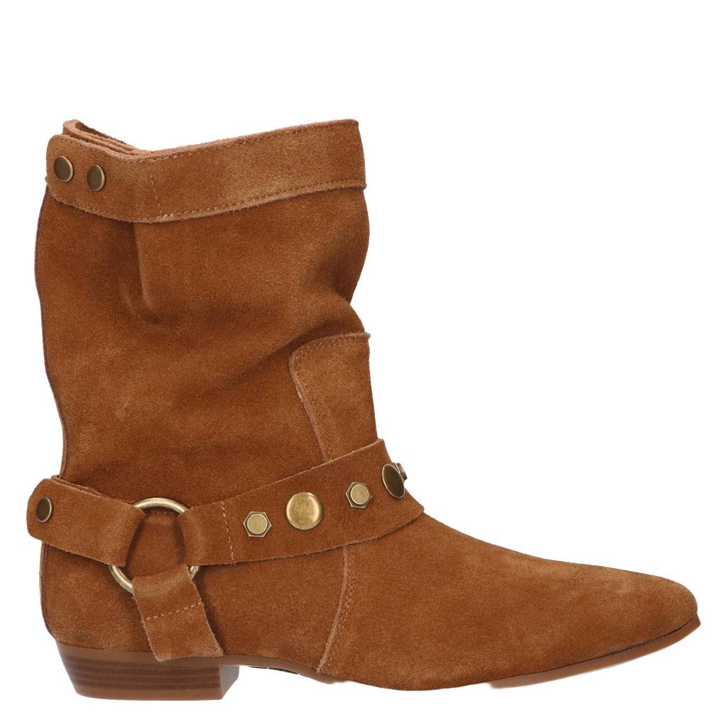 La Strada leren suède cowboy boots met studs - cognac