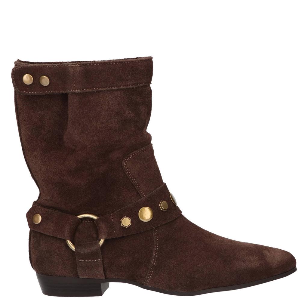 La Strada suède cowboy boots met studs - donkerbruin