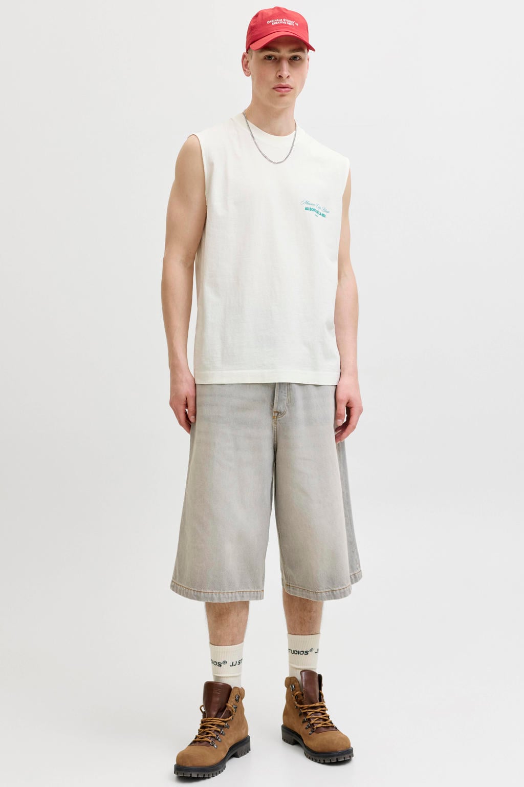 JACK & JONES ORIGINALS relaxed fit T-shirt met backprint - wit