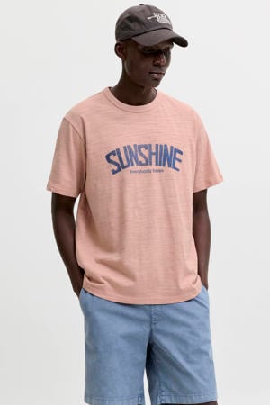 regular fit T-shirt met print - roze