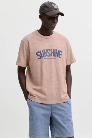 regular fit T-shirt met print - roze