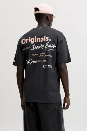 relaxed fit T-shirt met backprint - zwart