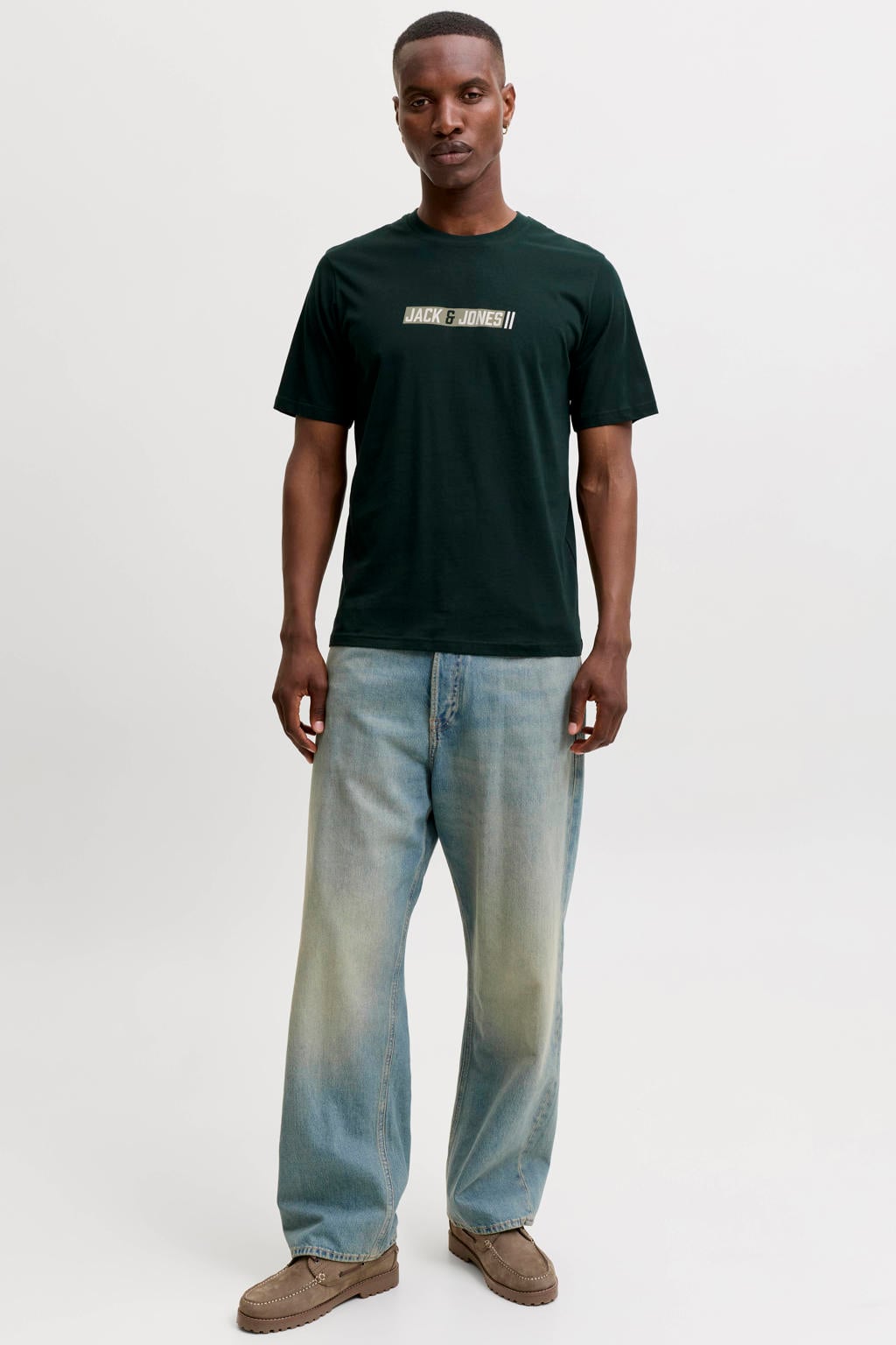 JACK & JONES regular fit T-shirt met print - donkergroen