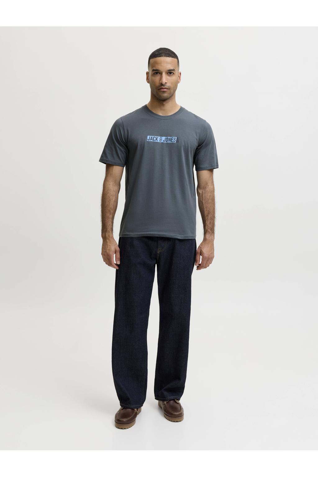JACK & JONES regular fit T-shirt met print - grijs